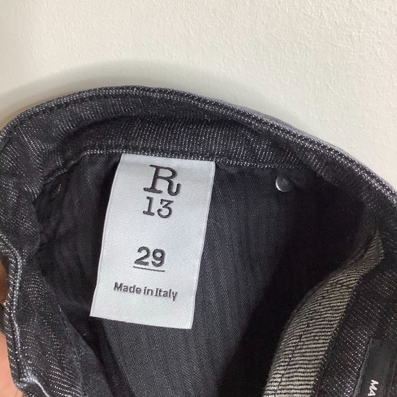 R13 gray black distressed jeans 5 pockets size 29 - Picture 5 of 6